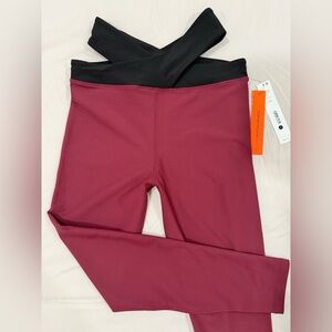 Aqua Maroon and Black Leggings